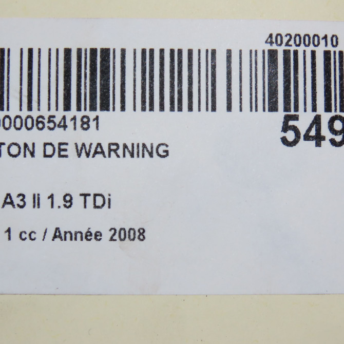 Bouton de warning occasion AUDI A3 II Phase 1 06-2003->06-2008 1.9 TDi 8P0941509A 5