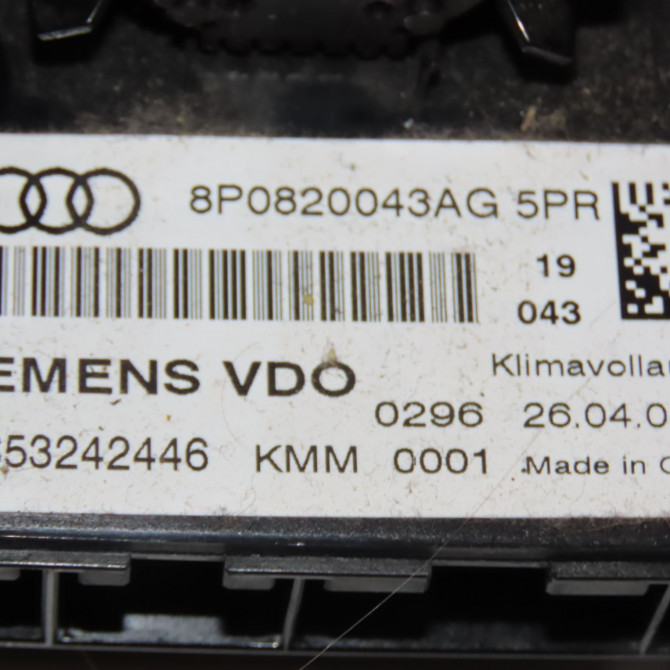 Commande de chauffage occasion AUDI A3 II Phase 1 06-2003->06-2008 1.9 TDi 8P0820043AG5PR 4