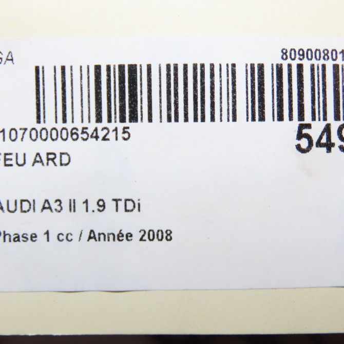 Feu arrière droit occasion AUDI A3 II Phase 1 06-2003->06-2008 1.9 TDi 8P0945096 5