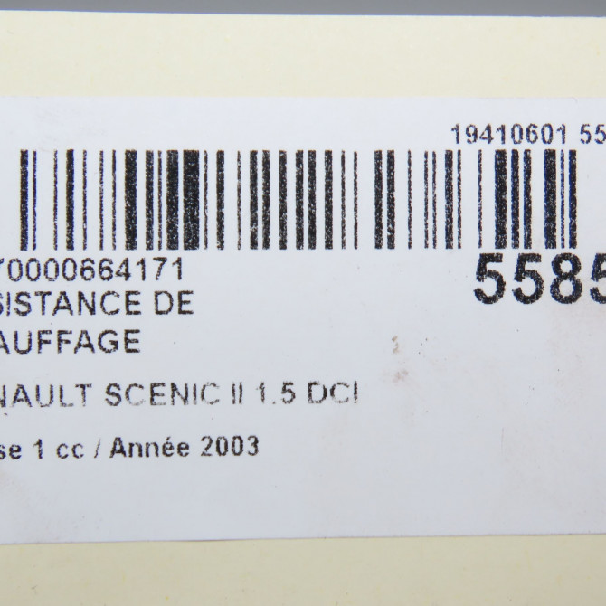 Resistance de chauffage occasion RENAULT SCENIC II Phase 1 03-2004->09-2006 1.5 DCI 80ch 7701207876 5