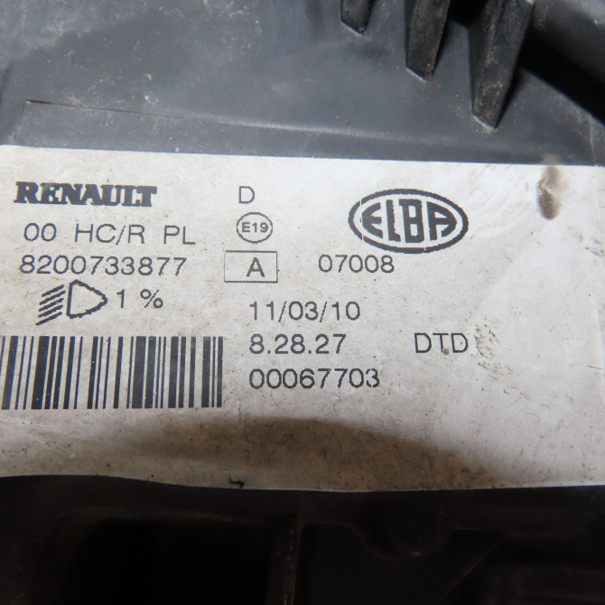 Phare droit occasion DACIA SANDERO I Phase 1 06-2008->10-2012 1.4 MPI 75ch 8200733877 4