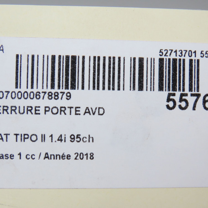 Serrure porte avd occasion FIAT TIPO II Phase 1 12-2015->... 1.4i 95ch 51983944 5