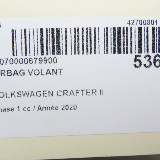 Airbag volant occasion VOLKSWAGEN 146 Phase 1 04-1995->04-1999 2.0 TDI 177ch 5G0880201Q81U 6