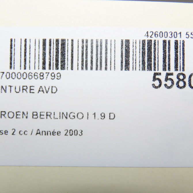 Ceinture avant droite occasion CITROEN BERLINGO I Phase 2 11-2002->10-2010 1.9 D 8973FH 5