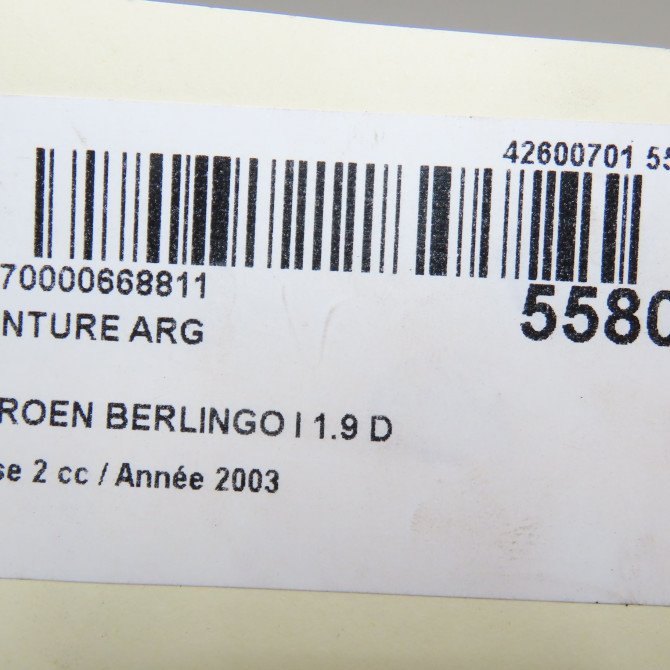 Ceinture arrière gauche occasion CITROEN BERLINGO I Phase 2 11-2002->10-2010 1.9 D 5