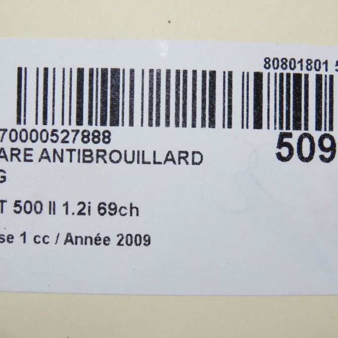 Phare antibrouillard avant gauche occasion FIAT 500 II 500 II Phase 1 2007-07-01->2016-03-31 1.2i 69ch 51822889 5