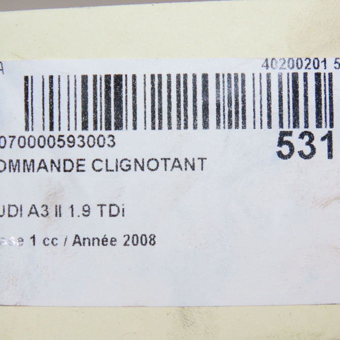 Commande clignotant occasion AUDI A3 II Phase 1 06-2003->06-2008 1.9 TDi 8P1941531AA5PR 5
