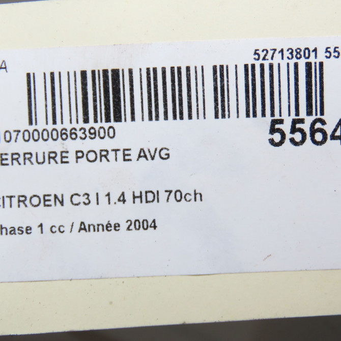 Serrure porte avg occasion CITROEN C3 I Phase 1 04-2002->10-2005 1.4 HDI 70ch 9135N0 5