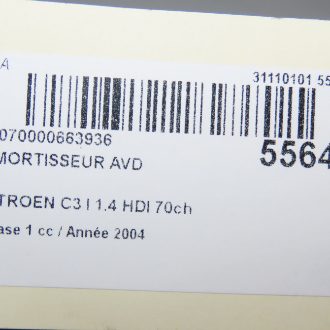 Amortisseur avant droit occasion CITROEN C3 I Phase 1 04-2002->10-2005 1.4 HDI 70ch 5202SV 7