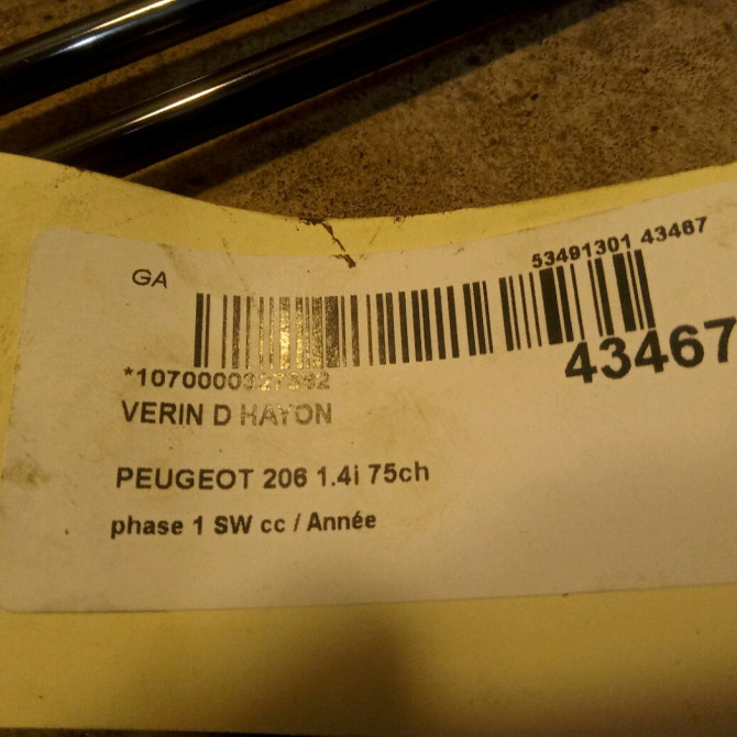Verin droit hayon occasion PEUGEOT 206 206 phase 1 SW 2002-06-01->2006-12-31 1.4i 75ch 8731G5 2