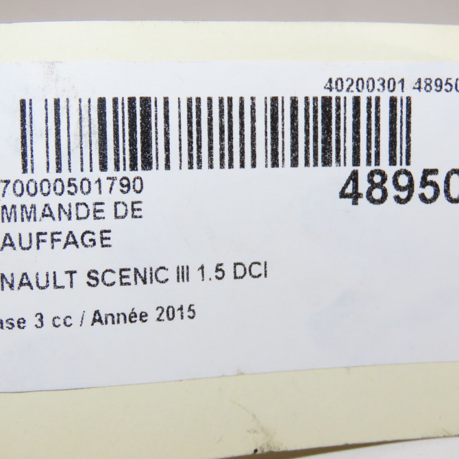 Commande de chauffage occasion RENAULT SCENIC III Phase 3 04-2013->... 1.5 DCI 110ch 275109409R 7