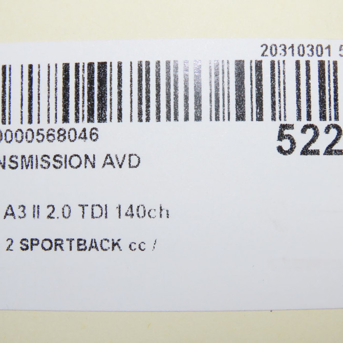 Transmission avant droite occasion  1K0407272EN 7