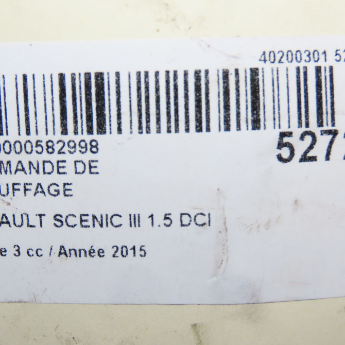 Commande de chauffage occasion RENAULT SCENIC III Phase 3 04-2013->... 1.5 DCI 110ch 275109409R 5