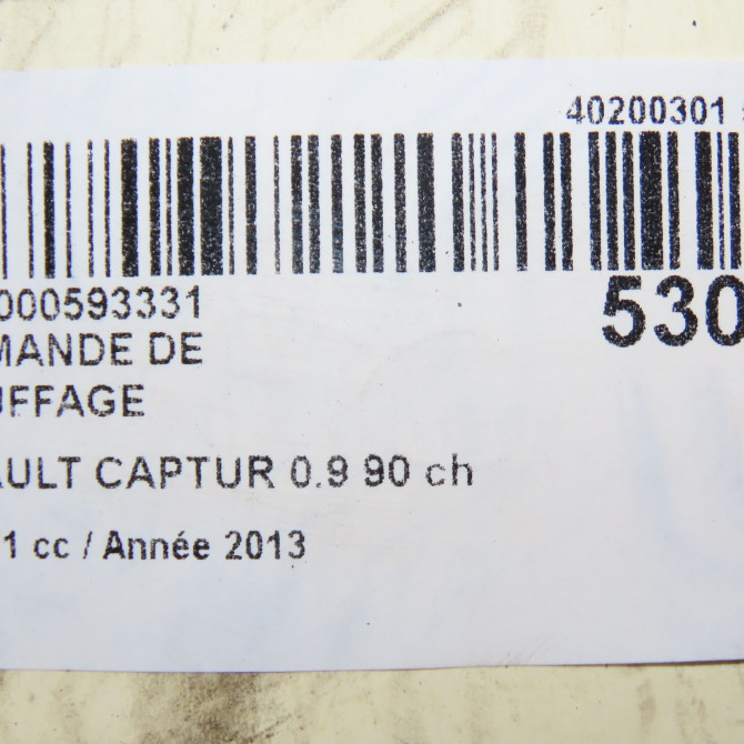 Commande de chauffage occasion RENAULT CAPTUR Phase 1 02-2013->... 0.9 90 ch 275100037R 6
