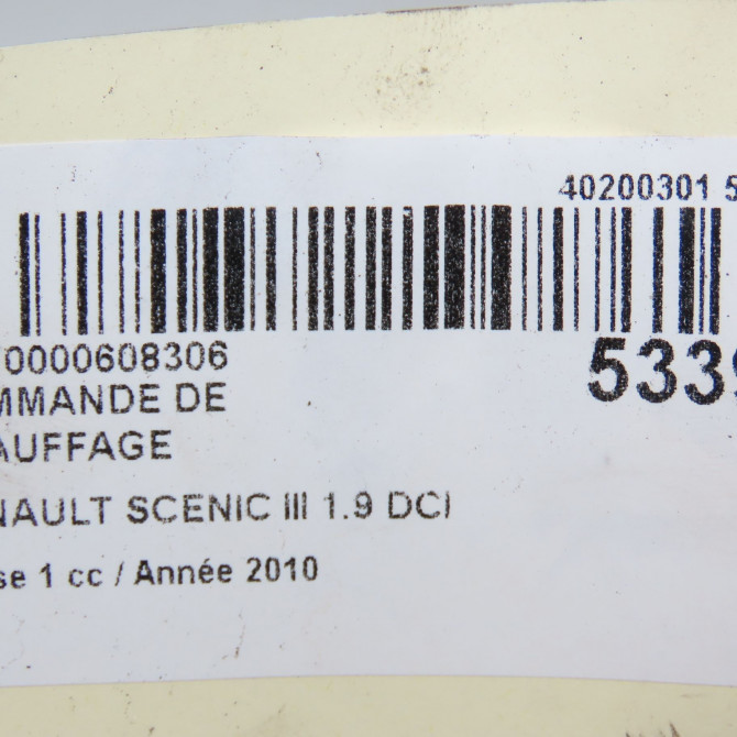 Commande de chauffage occasion RENAULT SCENIC III Phase 1 04-2009->11-2011 1.9 DCI 130ch 275109409R 7