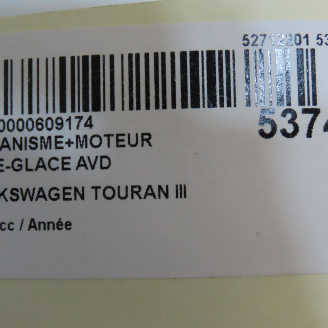 Mecanisme + moteur lève-glace avant droit occasion VOLKSWAGEN TOURAN III Phase 1 06-2015->... 5TA837462A 6