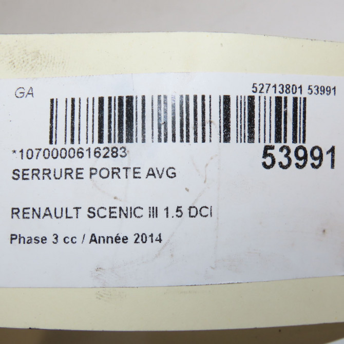 Serrure porte avg occasion RENAULT SCENIC III Phase 3 04-2013->... 1.5 DCI 110ch 805030006R 7