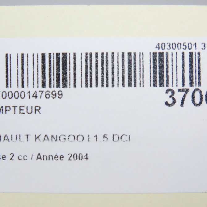 Compteur occasion RENAULT KANGOO I Phase 2 03-2003->06-2010 1.5 DCI 65ch 8200176654 7