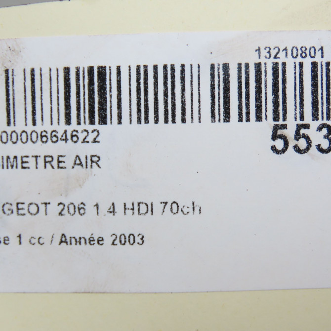 Debimetre air occasion PEUGEOT 206 Phase 1 09-1998->03-2009 1.4 HDI 70ch 1920EK 8