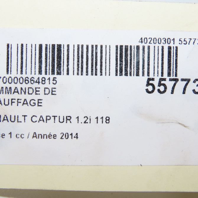 Commande de chauffage occasion RENAULT CAPTUR Phase 1 02-2013->... 1.2i 118 16V 275100037R 5