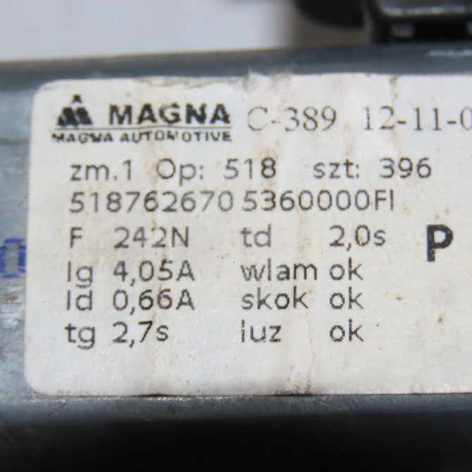 Mecanisme + moteur lève-glace avant droit occasion FIAT 500 II 500 II Phase 1 2007-07-01->2016-03-31 1.2i 69ch 52204607 4