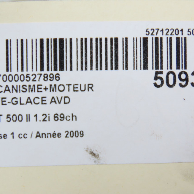Mecanisme + moteur lève-glace avant droit occasion FIAT 500 II 500 II Phase 1 2007-07-01->2016-03-31 1.2i 69ch 52204607 7