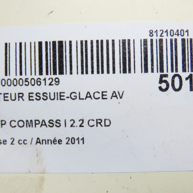 Moteur essuie-glace avant occasion JEEP 146 Phase 1 04-1995->04-1999 2.2 CRD 136ch 5