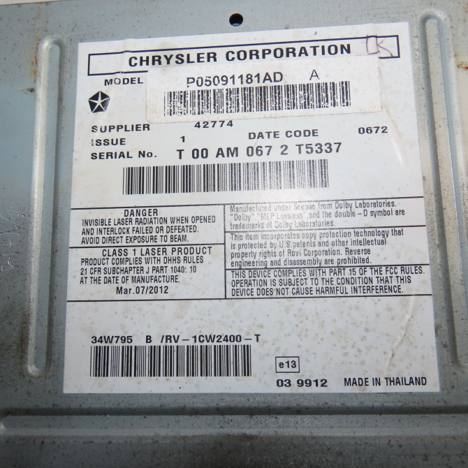 Autoradio occasion JEEP 146 Phase 1 04-1995->04-1999 2.2 CRD 136ch 5