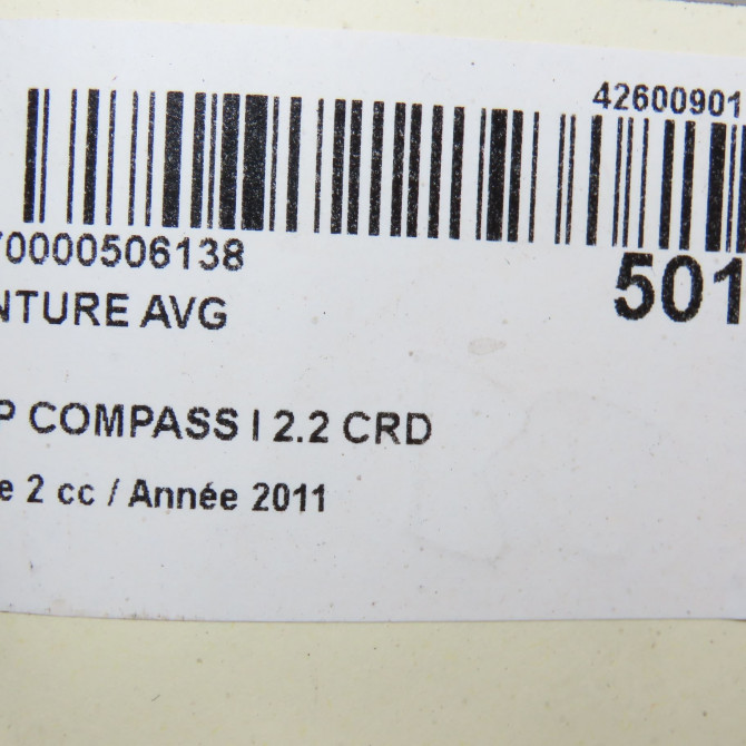 Ceinture avant gauche occasion JEEP 146 Phase 1 04-1995->04-1999 2.2 CRD 136ch 8