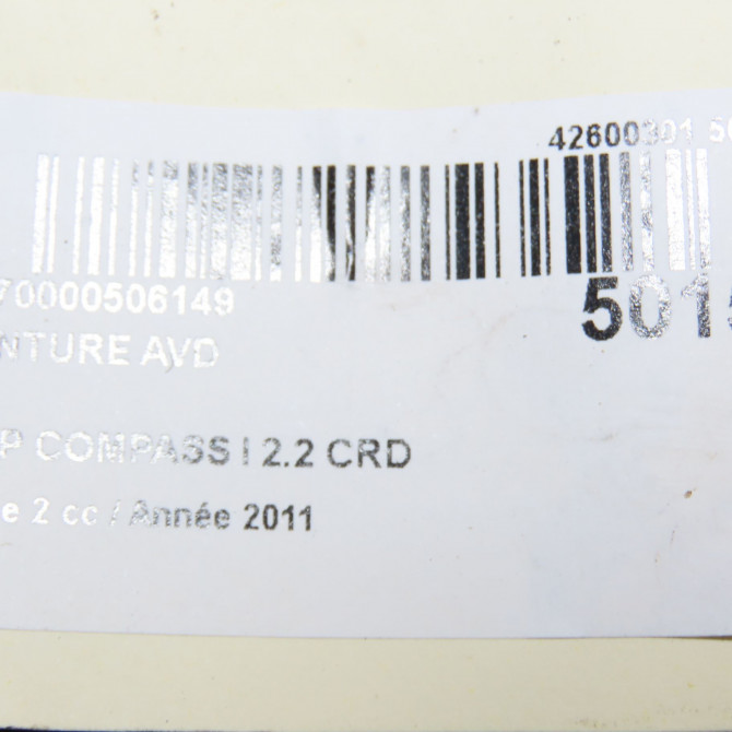 Ceinture avant droite occasion JEEP 146 Phase 1 04-1995->04-1999 2.2 CRD 136ch 6