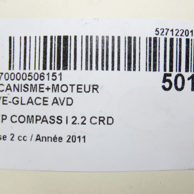 Mecanisme + moteur lève-glace avant droit occasion JEEP 146 Phase 1 04-1995->04-1999 2.2 CRD 136ch 6