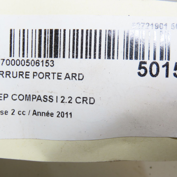 Serrure porte ard occasion JEEP 146 Phase 1 04-1995->04-1999 2.2 CRD 136ch 6