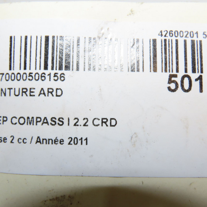Ceinture arrière droite occasion JEEP 146 Phase 1 04-1995->04-1999 2.2 CRD 136ch 6