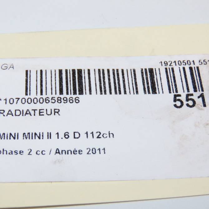 Radiateur occasion MINI MINI II phase 2 08-2010->... 1.6 D 112ch 17112751275 5