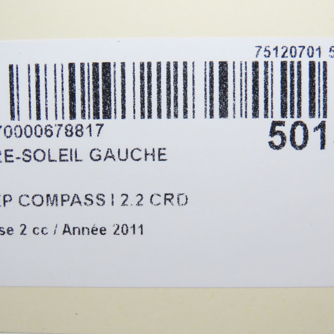 Pare-soleil gauche occasion JEEP 146 Phase 1 04-1995->04-1999 2.2 CRD 136ch 4