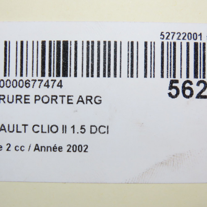 Serrure porte arg occasion RENAULT CLIO II Phase 2 06-2001->07-2006 1.5 DCI 80ch 7701469940 5