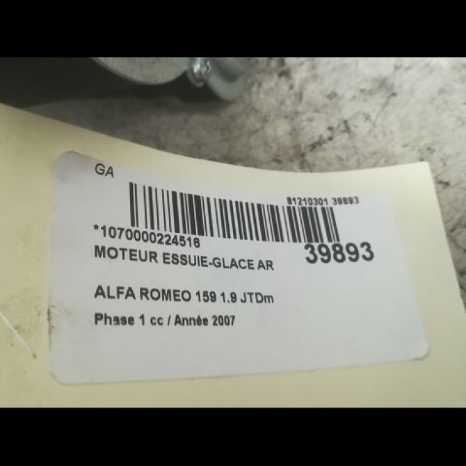 Moteur essuie-glace arrière occasion ALFA ROMEO 159 Phase 1 09-2005->05-2013 1.9 JTDm 150ch 50517027 3