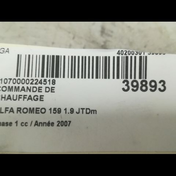 Commande de chauffage occasion ALFA ROMEO 159 Phase 1 09-2005->05-2013 1.9 JTDm 150ch 156079803 3