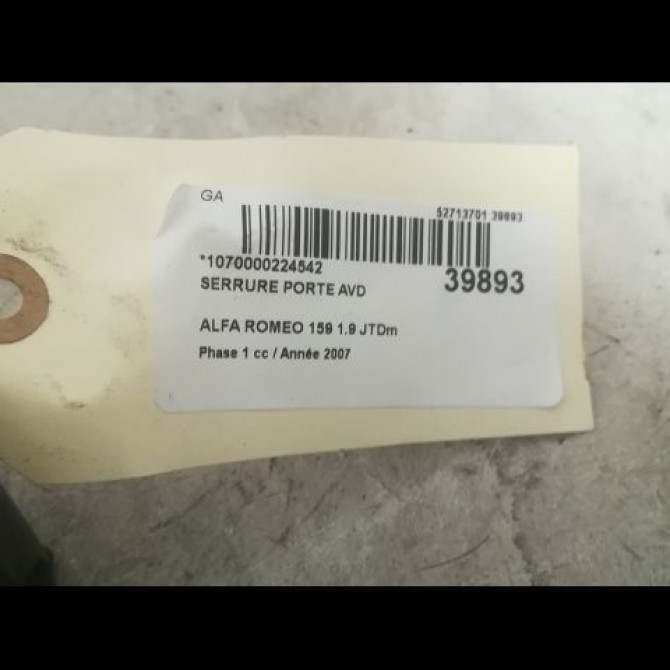 Serrure porte avd occasion ALFA ROMEO 159 Phase 1 09-2005->05-2013 1.9 JTDm 150ch 50513051 3