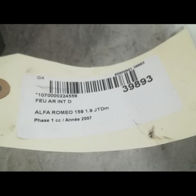 Feu arrière interieur gauche occasion ALFA ROMEO 159 Phase 1 09-2005->05-2013 1.9 JTDm 150ch 50504822 3