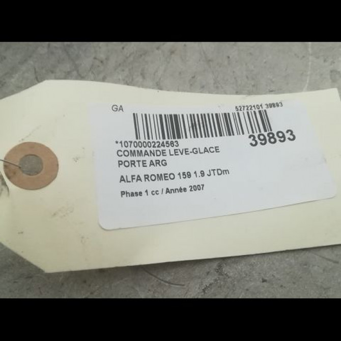Commande leve-glace porte arrière gauche occasion ALFA ROMEO 159 Phase 1 09-2005->05-2013 1.9 JTDm 150ch 71744265 4