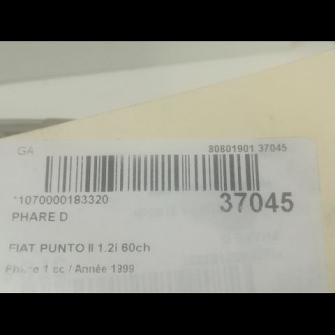 Phare droit occasion FIAT PUNTO II Phase 1 10-1999->05-2003 1.2i 60ch 46522719 3