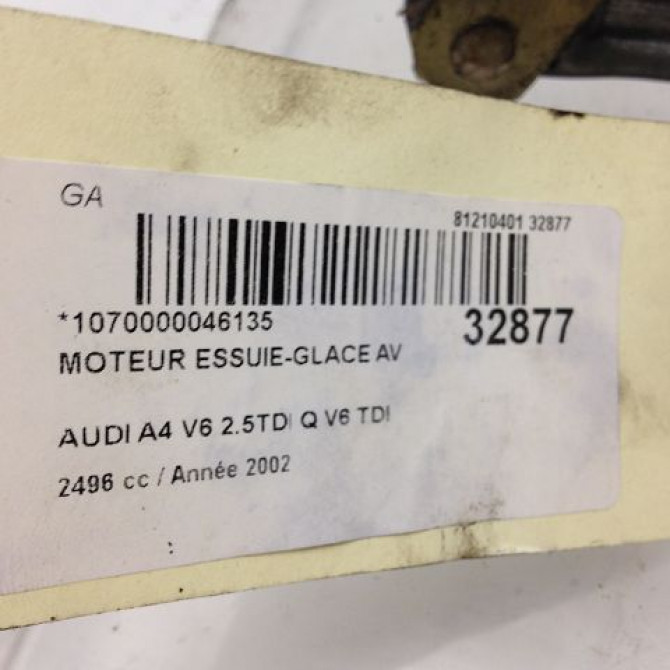Moteur essuie-glace avant occasion AUDI A4 II Phase 1 01-2001->11-2004 2.5 TDi 163ch 8E1955119 5