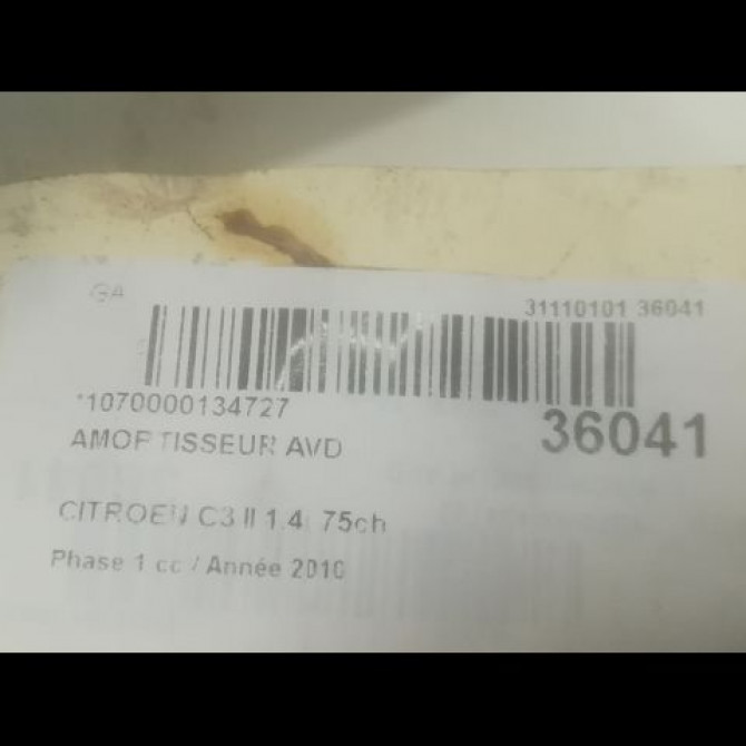 Amortisseur avant droit occasion CITROEN C3 II Phase 1 11-2009->02-2013 1.4i 75ch 5208F7 2