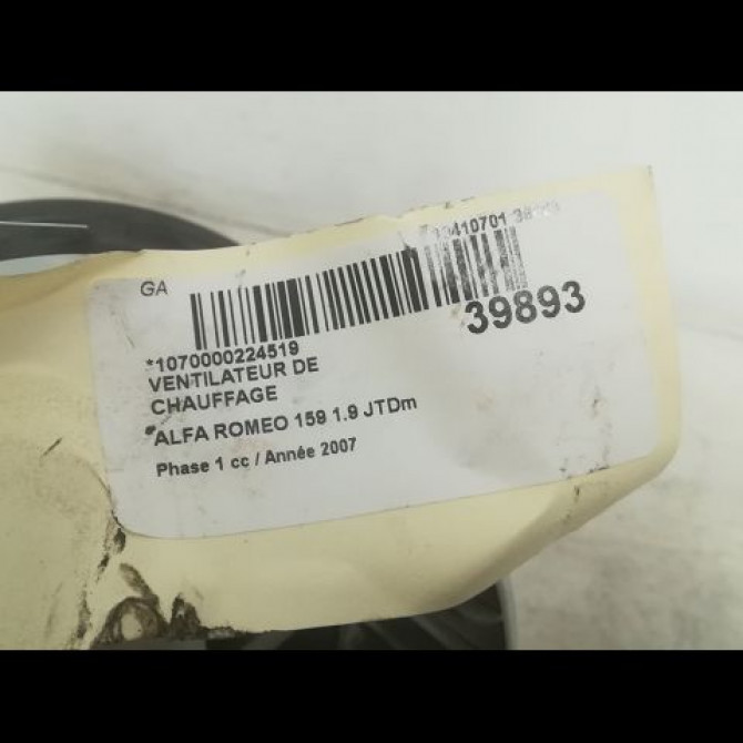 Ventilateur de chauffage occasion ALFA ROMEO 159 Phase 1 09-2005->05-2013 1.9 JTDm 150ch 77363384 4