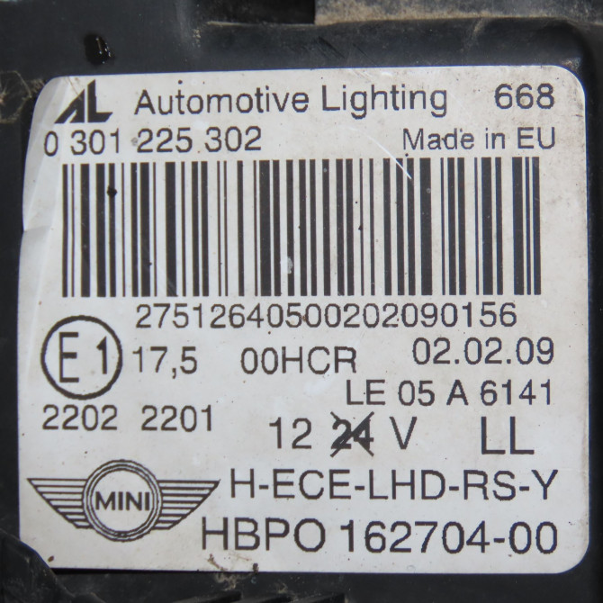Phare droit occasion MINI MINI II Phase 1 09-2006->12-2010 1.6 D 110ch 63122751264 4