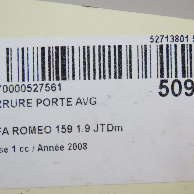 Serrure porte avg occasion ALFA ROMEO 159 Phase 1 09-2005->05-2013 1.9 JTDm 120ch 50513056 8
