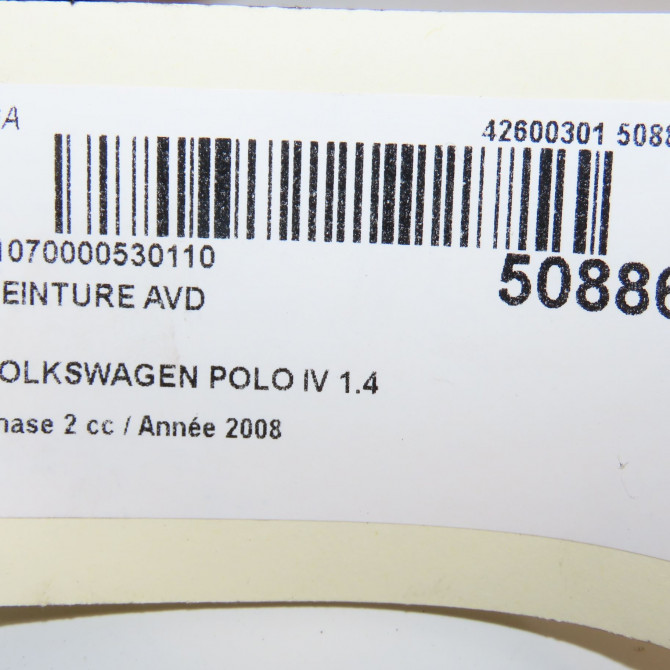 Ceinture avant droite occasion VOLKSWAGEN POLO IV Phase 2 05-2005->09-2009 1.4 TDI 70ch 6Q4857706HRAA 5