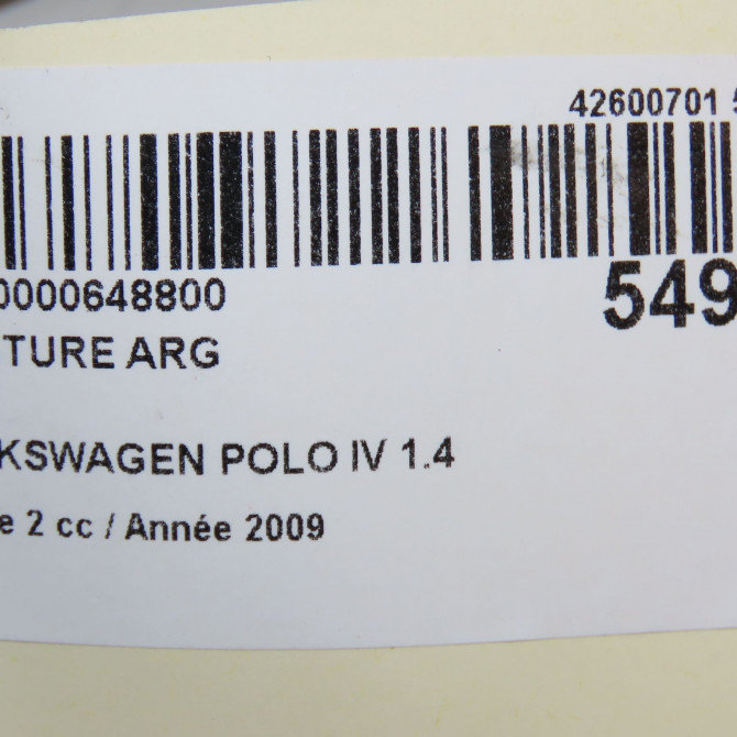 Ceinture arrière gauche occasion VOLKSWAGEN POLO IV Phase 2 05-2005->09-2009 1.4 TDI 70ch 6Q0857805ARAA 5