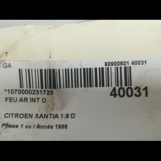 Feu arrière intérieur droit occasion CITROEN XANTIA Phase 1 03-1993->06-1998 1.9 D 6351J9 3